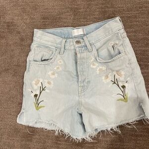 Seven For All Mankind Embroidered Light Blue Denim Shorts